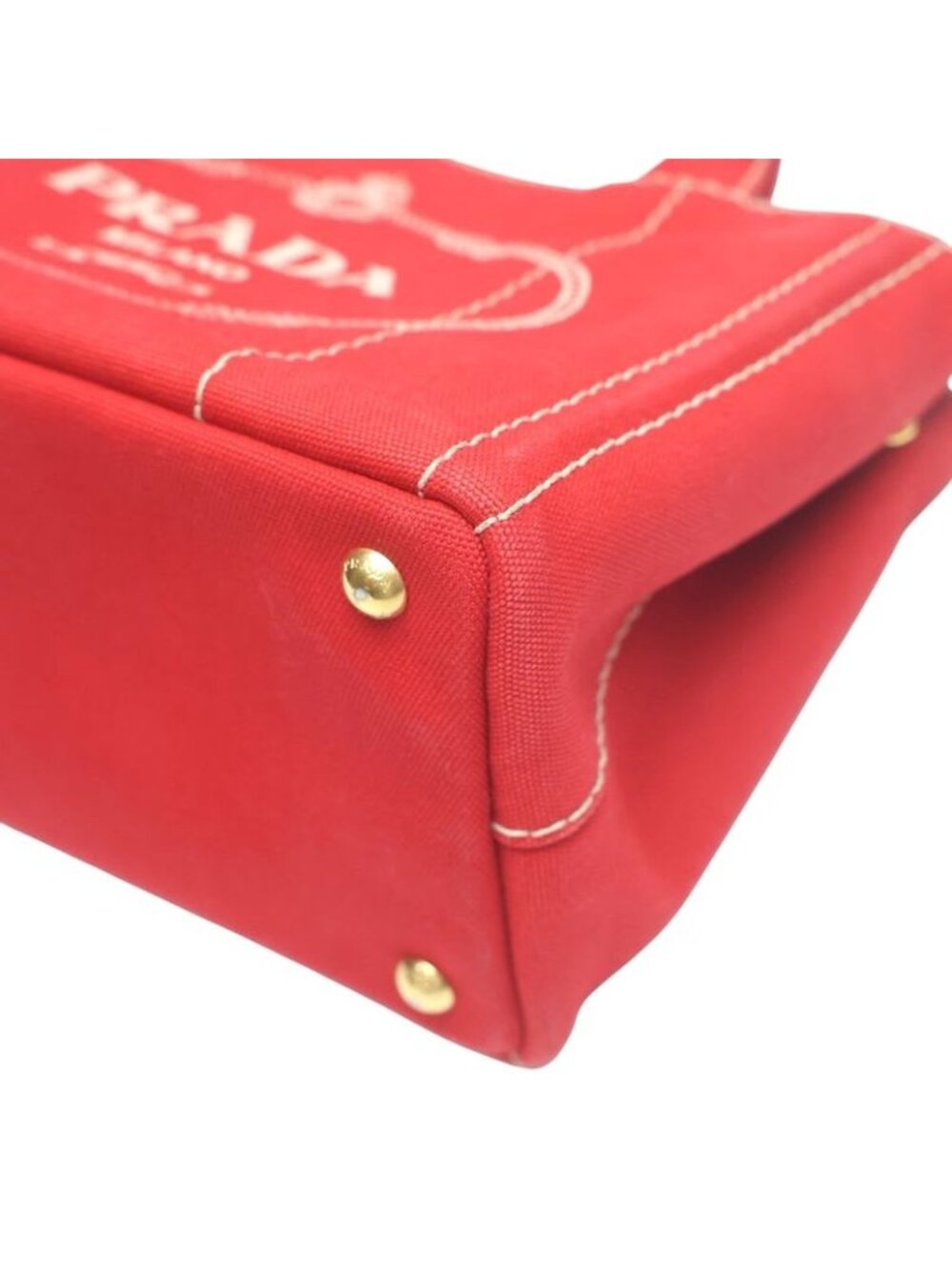 Prada 1 Bg439 Canvas Tote Bag Canapa Mini Red - Picture 6 of 10